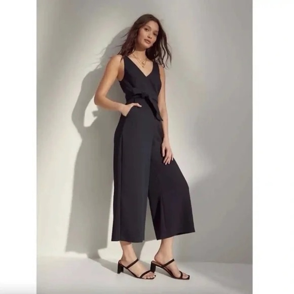 Wilfred Black Wrap V-Neck Jumpsuit